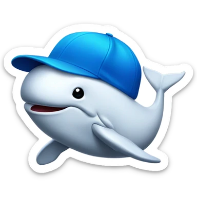 Whale with a blue baseball cap sticker