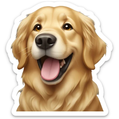a golden retriever’s wearing crocs biting the air  sticker
