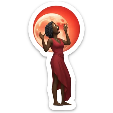 Woman howling to red moon sticker