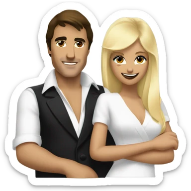 Tony Montana smirking with 2 beautiful blondes with their arms around him sticker