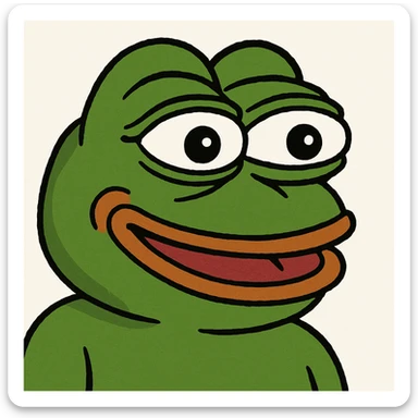 Pepe the Frog with a happy expression, meme style sticker