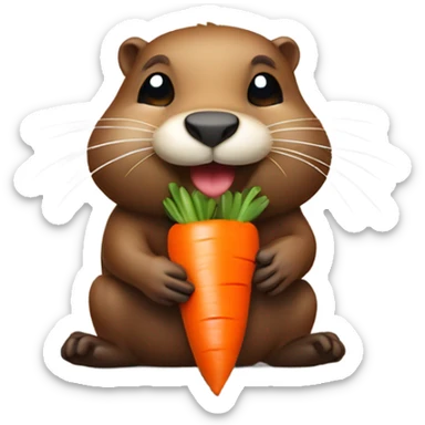 Small beaver eat carrots  sticker
