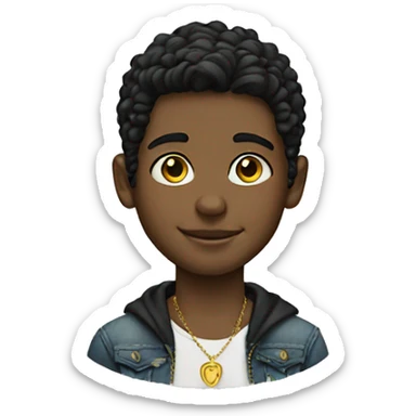 black-haired boy portrait jewelry sticker