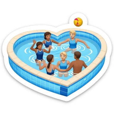 Natación  y voley en un corazón de color  sticker