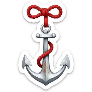 Je veux un emoji encre dans ce style là : ⚓ je veux qu’il représente sentimental par un noeud : 🪢 peut tu me faire l’ancre en argent en gardant la corde rouge  sticker