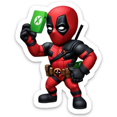 Deadpool holding xbox controller sticker
