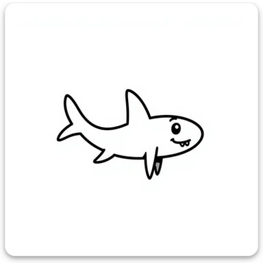 hand-drawn black outline doodle of a shark, minimal and expressive sticker