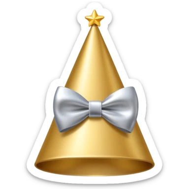 birthday hat with a bow, metallic gold and silver colors sticker