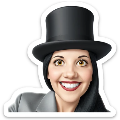 smiling girl in top hat sticker