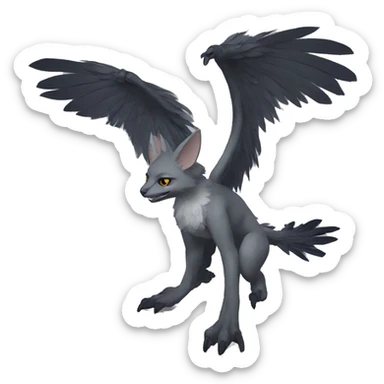 Anthro cool edgy Trico winged animal hybrid full body sticker