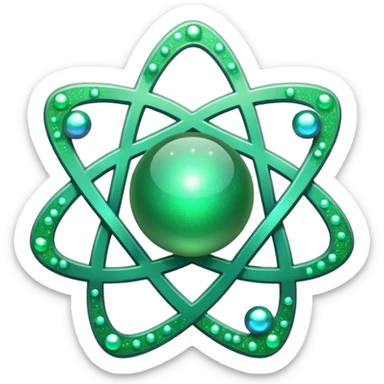 glitter green atomic symbol sticker