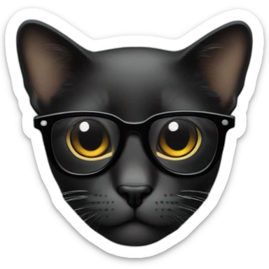 gato negro con gafas sticker