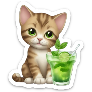 baby sherlock holmes cat drinking mojito sticker