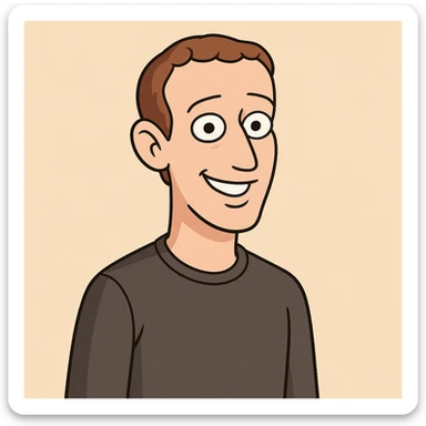 Mark Zuckerberg, cartoon style, friendly expression, simple background sticker
