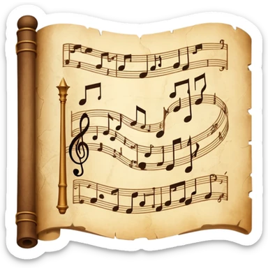 old map with curved edges, worn details, paths, musical symbols like notes and instruments, conveying guide for independent musicians, no text sticker