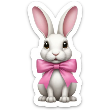 Hyper Realistic Rabbit wearing a pink bow sticker
