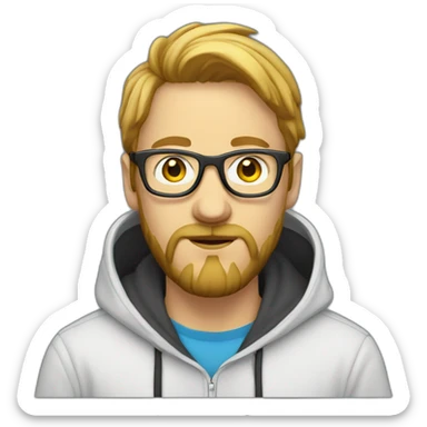 white hacker in the hoodie with nerd glasses and beard sticker