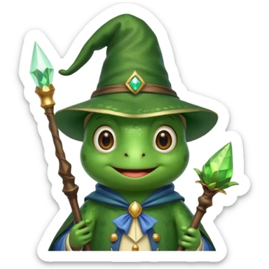 cute frog wizard sticker