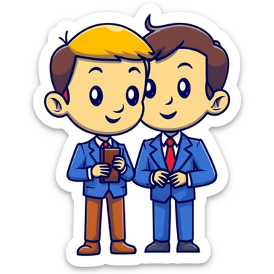 cartoon sticker of a news anchor with a long Pinocchio nose symbolizing fake news sticker