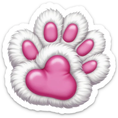 white cat paw, from the bottom, vivid pink toe beans sticker