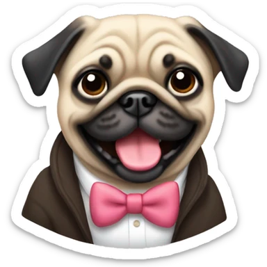 Preppy pug sticker