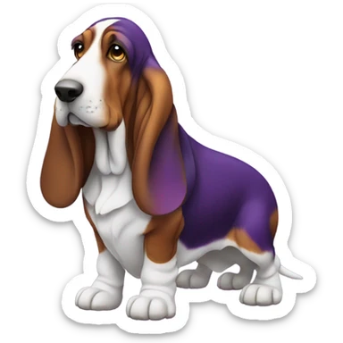 Purple basset hound sticker