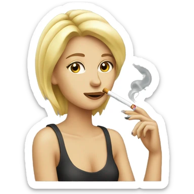 a blonde girl smoking a cig sticker
