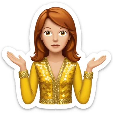 Anni-Frid Lyngstad from ABBA with long reddish brown hair, yellow sequin outfit  sticker