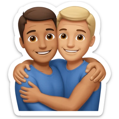 two men hugging sticker