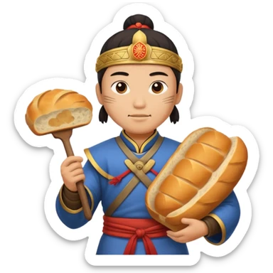 chinese ancient warrior with bread sticker