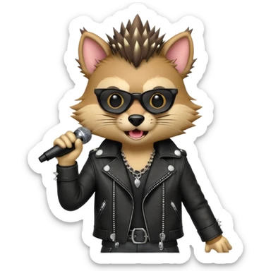 singing punk animal with microphone sticker
