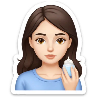 white brunette girl applying cream on face sticker