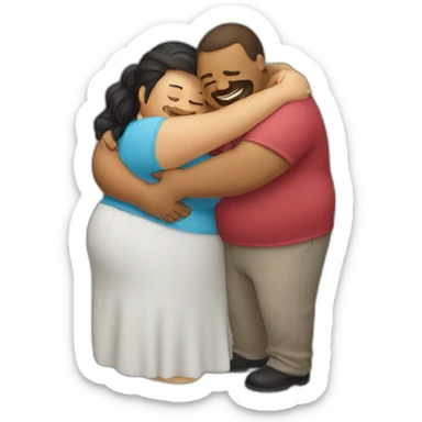 overweight couple hugging sticker