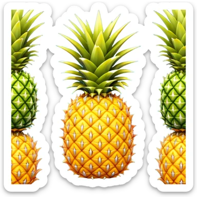 vibrant stylized whole pineapple emoji, suitable as a sprite for a 2D fruit ninja game sticker