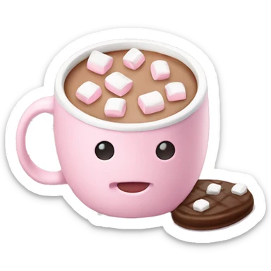 Light Pink mug of hot chocolate with marshmallows  sticker