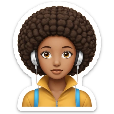 Afro girl with EarPods on sticker