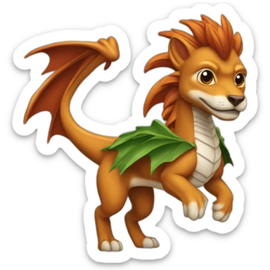 apache cheveux roux nattés avec une cape verte portant un bébé dragon blanc sticker