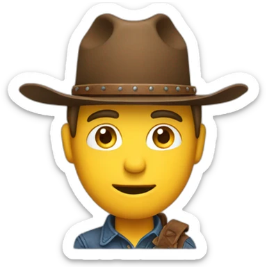 close up of a cowboy wearing two hats each stacked on top of each other. they guy MUST have two hats please sticker