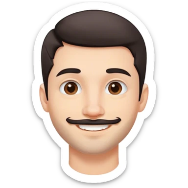 Cute white male, short dark colored hair and facial hair, nose and lip piercing, emo smiling sticker