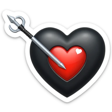 Corazón negro con una flecha sticker