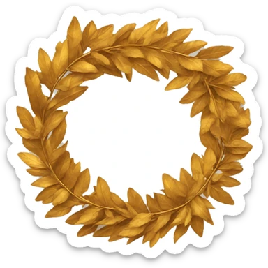 A festive wreath made entirely of golden leaves. sticker