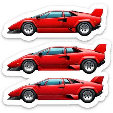 Minimalist red Lamborghini Countach, simple clean lines, minimal details, sleek design sticker