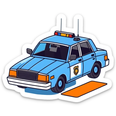 LSPD police car, cartoon style, blue color sticker