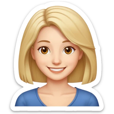 A woman with shoulder length hair, smiling warmly sticker