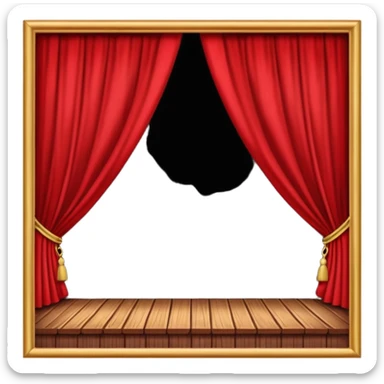 theater, red curtains , wooden stage sticker
