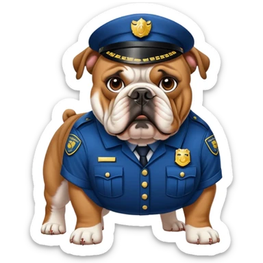 english bulldog wearing a security uniform sticker