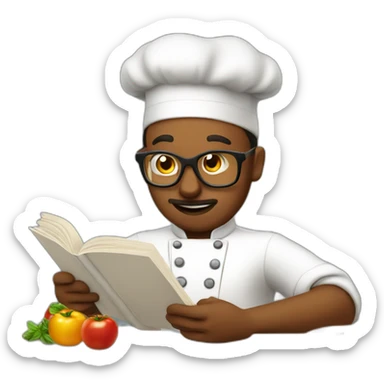 chef reading recipe book sticker