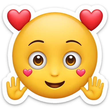 Cute Emoji with silly eyes and hearts sticker