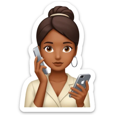 Brown hair girl glass skin skincare on using phone cai sticker