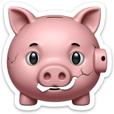 emoji of sad piggy bank, right view sticker